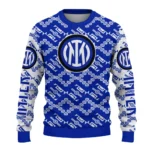 Customized Inter Milan Lattice Gridwork Blue Sweater Best Selling