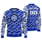 Customized Inter Milan Lattice Gridwork Blue Sweater Best Selling