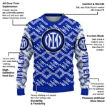 Customized Inter Milan Lattice Gridwork Blue Sweater Best Selling