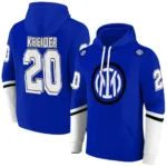 Customized Inter Milan Striped Sleeves Blue Hoodie Best Selling