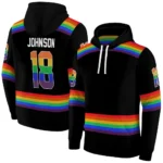 Customized Juventus Rainbow Stripes Black Hoodie Best Selling