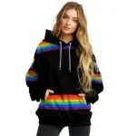 Customized Juventus Rainbow Stripes Black Hoodie Best Selling