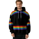 Customized Juventus Rainbow Stripes Black Hoodie Best Selling