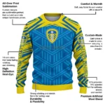 Customized Leeds United Chevron Pattern Blue Sweater Best Selling