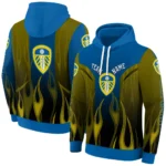 Customized Leeds United Flame Design Blue Hoodie Best Selling