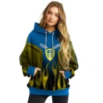 Customized Leeds United Flame Design Blue Hoodie Best Selling