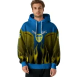 Customized Leeds United Flame Design Blue Hoodie Best Selling
