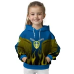 Customized Leeds United Flame Design Blue Hoodie Best Selling