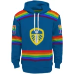 Customized Leeds United Rainbow Stripes Blue Hoodie Best Selling