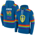 Customized Leeds United Rainbow Stripes Blue Hoodie Best Selling