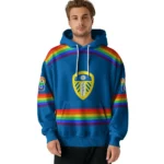 Customized Leeds United Rainbow Stripes Blue Hoodie Best Selling