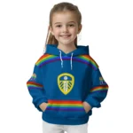 Customized Leeds United Rainbow Stripes Blue Hoodie Best Selling