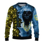 Customized Leeds United Skull Collage Blue Sweater Best Selling