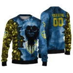 Customized Leeds United Skull Collage Blue Sweater Best Selling