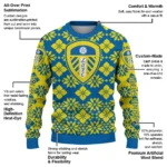 Customized Leeds United Snowflake Matrix Blue Sweater Best Selling