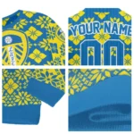 Customized Leeds United Snowflake Matrix Blue Sweater Best Selling