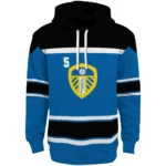 Customized Leeds United Striped Pattern Blue Hoodie Best Selling