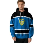 Customized Leeds United Striped Pattern Blue Hoodie Best Selling