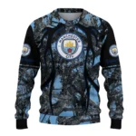 Customized Manchester City Antlers Pattern Sky Blue Black Sweater Best Selling