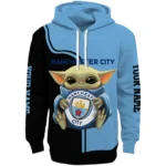 Customized Manchester City Baby Yoda Sky Blue Black Hoodie Best Selling