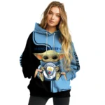 Customized Manchester City Baby Yoda Sky Blue Black Hoodie Best Selling