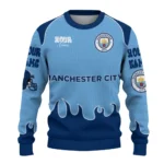 Customized Manchester City Flame Border Sky Blue Sweater Best Selling