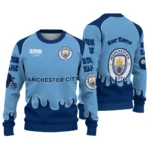 Customized Manchester City Flame Border Sky Blue Sweater Best Selling
