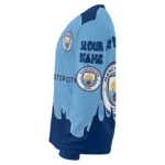 Customized Manchester City Flame Border Sky Blue Sweater Best Selling