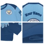 Customized Manchester City Flame Border Sky Blue Sweater Best Selling