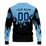Customized Manchester City Flame Outline Sky Blue Black Sweater Best Selling