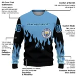 Customized Manchester City Flame Outline Sky Blue Black Sweater Best Selling