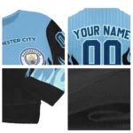 Customized Manchester City Flame Outline Sky Blue Black Sweater Best Selling