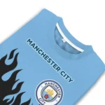 Customized Manchester City Flame Outline Sky Blue Black Sweater Best Selling