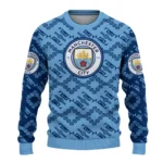Customized Manchester City Lattice Gridwork Sky Blue Sweater Best Selling