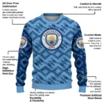 Customized Manchester City Lattice Gridwork Sky Blue Sweater Best Selling