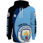 Customized Manchester City Minimalist Design Sky Blue Black Hoodie Best Selling