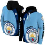 Customized Manchester City Minimalist Design Sky Blue Black Hoodie Best Selling