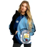 Customized Manchester City Minimalist Design Sky Blue Black Hoodie Best Selling