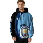 Customized Manchester City Minimalist Design Sky Blue Black Hoodie Best Selling