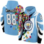 Customized Manchester City Puzzle Pieces Sky Blue Hoodie Best Selling
