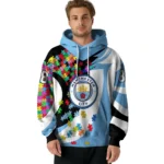 Customized Manchester City Puzzle Pieces Sky Blue Hoodie Best Selling