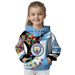 Customized Manchester City Puzzle Pieces Sky Blue Hoodie Best Selling