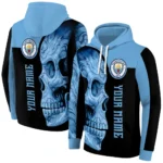 Customized Manchester City Skull Motif Sky Blue Black Hoodie Best Selling