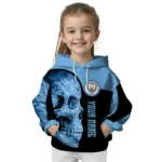 Customized Manchester City Skull Motif Sky Blue Black Hoodie Best Selling