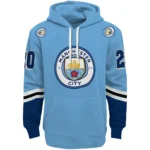 Customized Manchester City Striped Sleeves Sky Blue Hoodie Best Selling