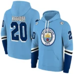 Customized Manchester City Striped Sleeves Sky Blue Hoodie Best Selling