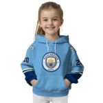 Customized Manchester City Striped Sleeves Sky Blue Hoodie Best Selling
