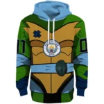 Customized Manchester City Superhero Armor Sky Blue Green Hoodie Best Selling