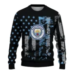 Customized Manchester City Vintage Usa Flag Black Sweater Best Selling