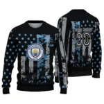 Customized Manchester City Vintage Usa Flag Black Sweater Best Selling